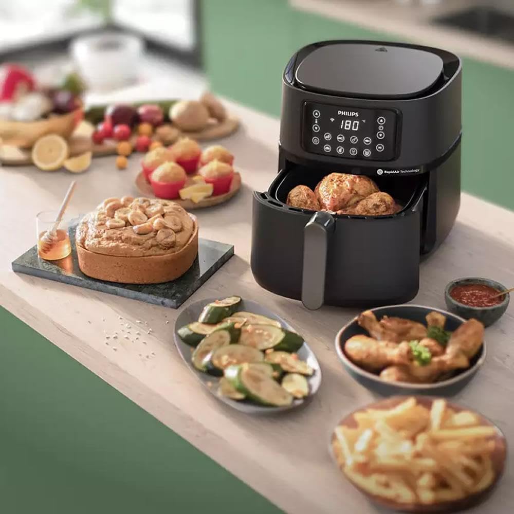 Ölfreie Fritteuse PHILIPS Connected Airfryer XXL HD9285/96 5000-Serie 7,2 l 6 Personen 16 Voreinstellungen Schwarz