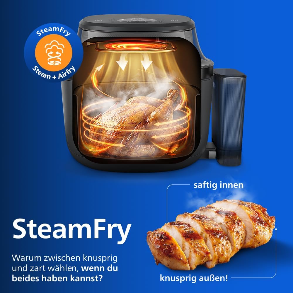 Philips Steam Airfryer 5000 Serie Heißluftfritteuse, Schwarz, 7,2 L