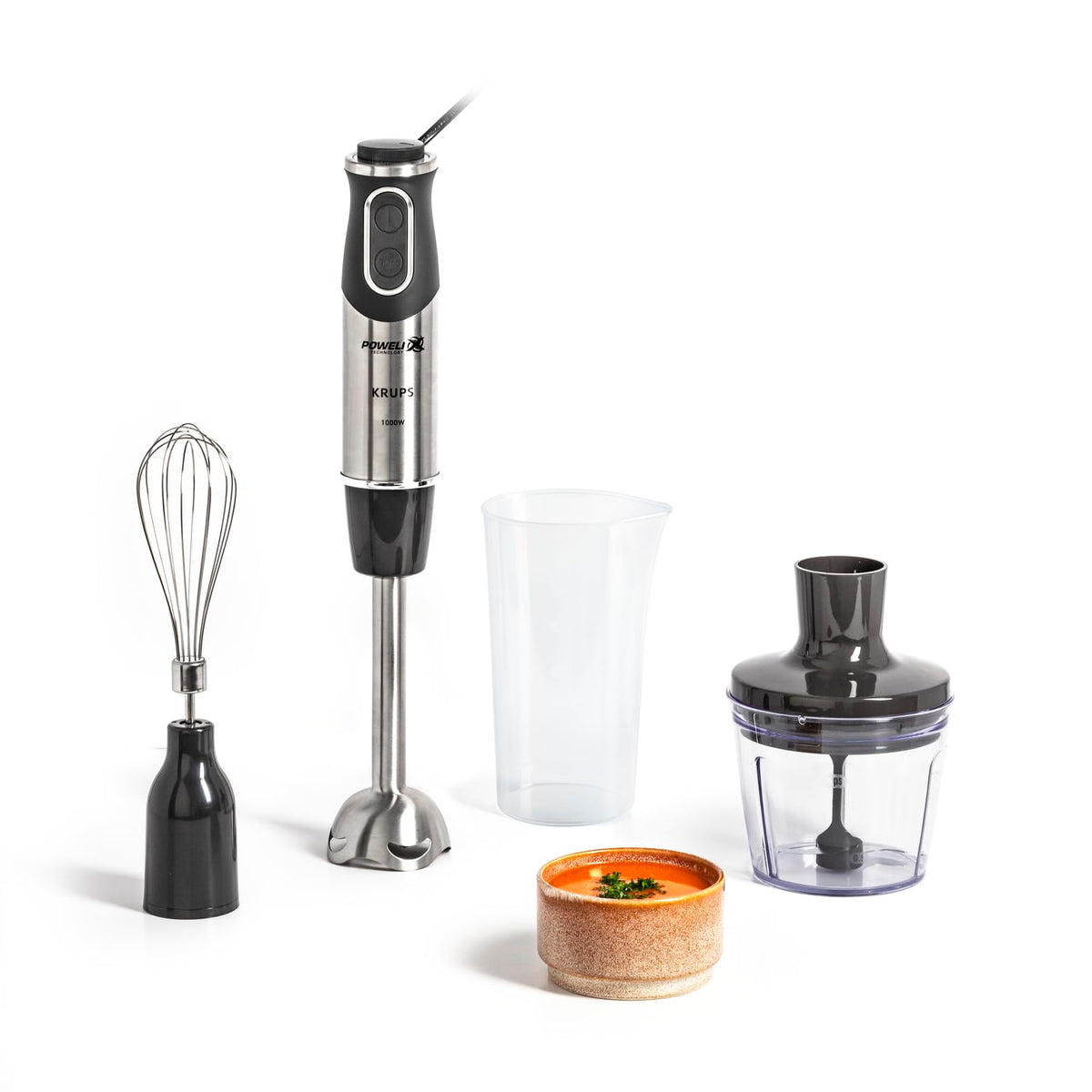 Krups KB403D Perfectmix + Hochleistungsstandmixer, 1.200W, 28.000 UpM, 2L Glasbehälter, 3 voreingestellte Programme, Powelix- Technologie, Edelstahl/Dunkelgrau