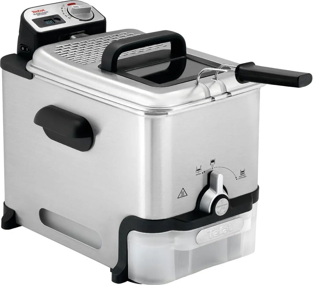 Tefal Oleoclean Pro Elektrische Fritteuse, 3,5 L, automatische Ölfilterung, XL-Kapazität, 4-6 Personen, leicht zu reinigen, spülmaschinenfeste Teile, einstellbare Temperatur, Sichtfenster, FR8041