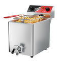 CROSSON 8L Professionelle Elektrische Fritteuse mit ablaufhahn,3250W Kommerzielle Elektrische Fritteuse aus Edelstahl mit Korb & Deckel,Temperaturkontrolle 80-200°C Schnelles Erhitzen,30-Minuten-Timer