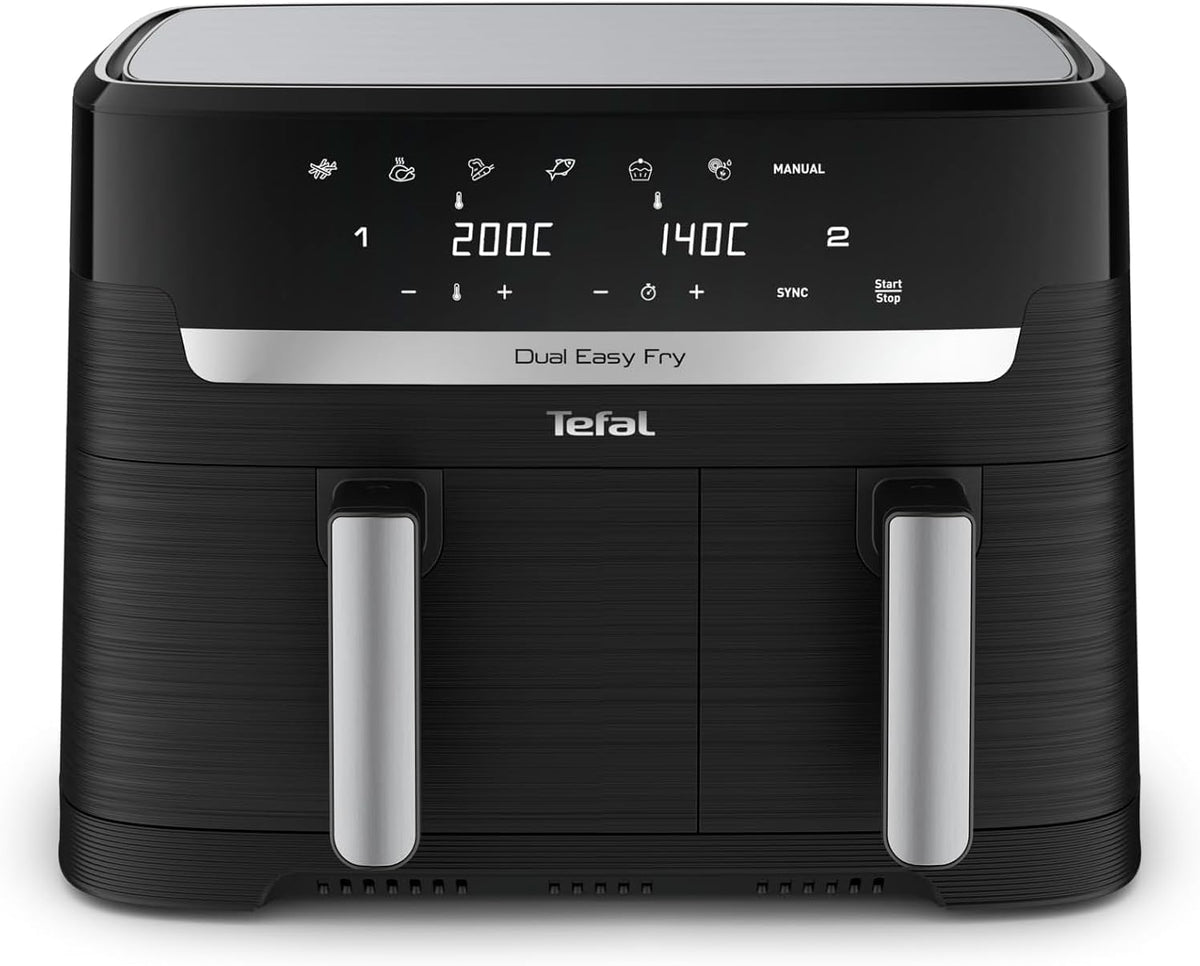 Tefal Dual Easy Fry Heißluftfritteuse 8,3 L mit 2 Kammern