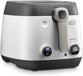De'Longhi Fritteuse FS6067, Einstellbarer Thermostat, Timer Funktion, Fassungsvermögen 2,4l, 1800W, Weiß/Schwarz