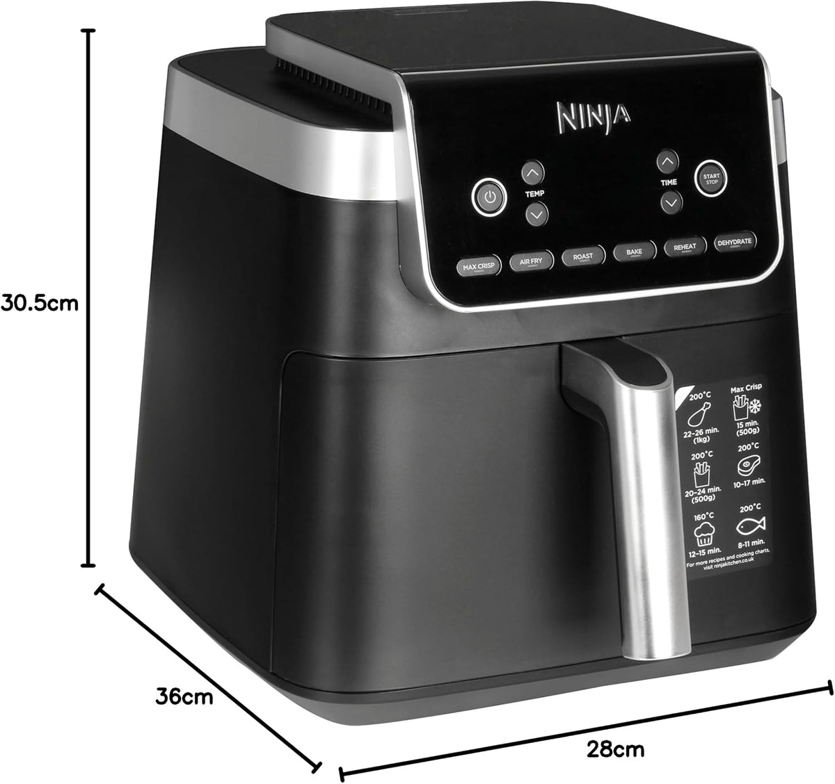 Ninja Air Fryer Heißluftfritteuse MAX PRO, 6,2L, Antihaftbeschichtung
