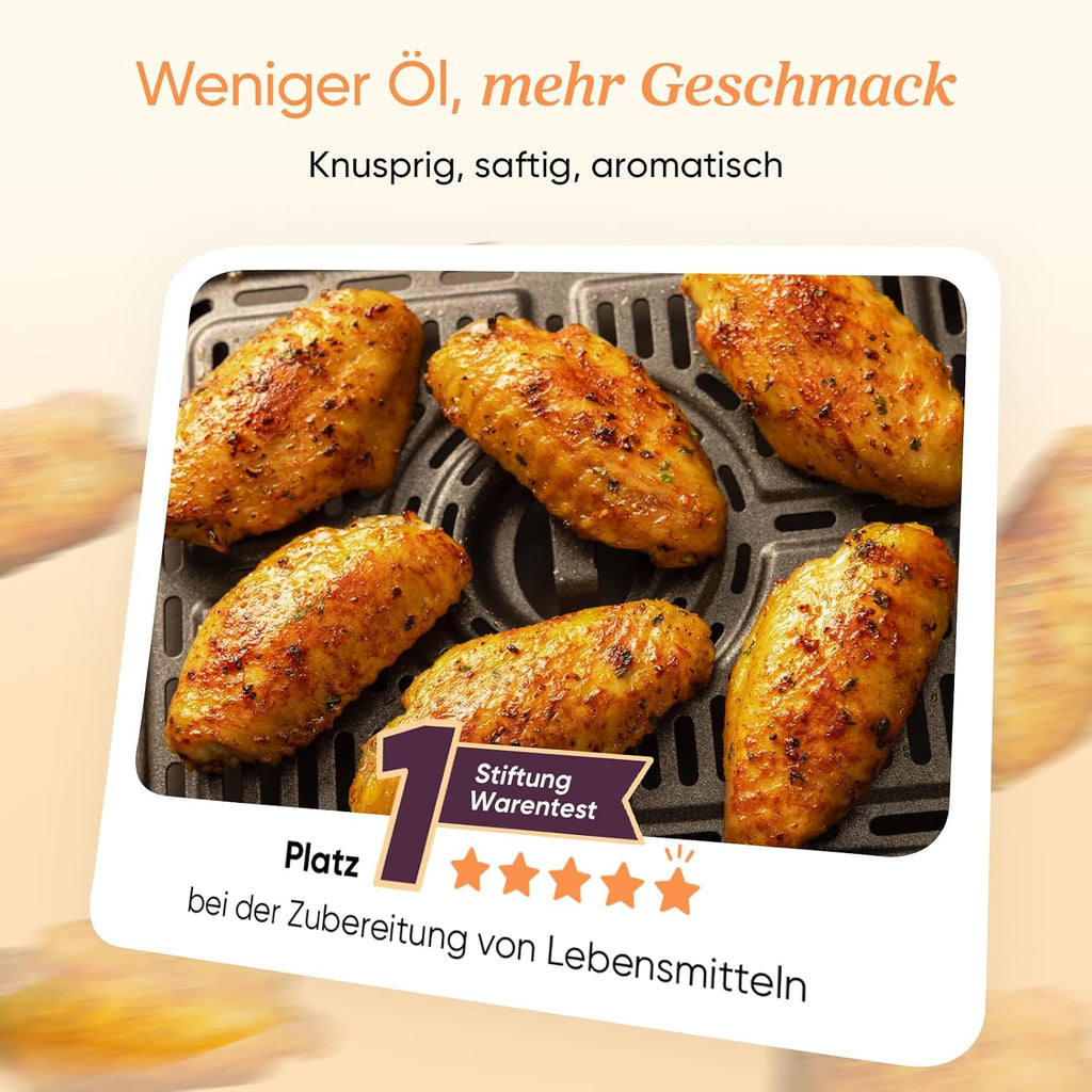 Cosori Airfryer, Testsieger Stiftung Warentest, Heißluftfritteuse 2 Kammern