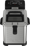 Tefal FR507D Family Pro Digital Elektrische Fritteuse | 4 L Öl-Kapazität | Kühlzonen-Technologie | spülmaschinenfeste Teile | digitaler LED-Bildschirm mit Touch-Panel | Schwarz/Edelstahl