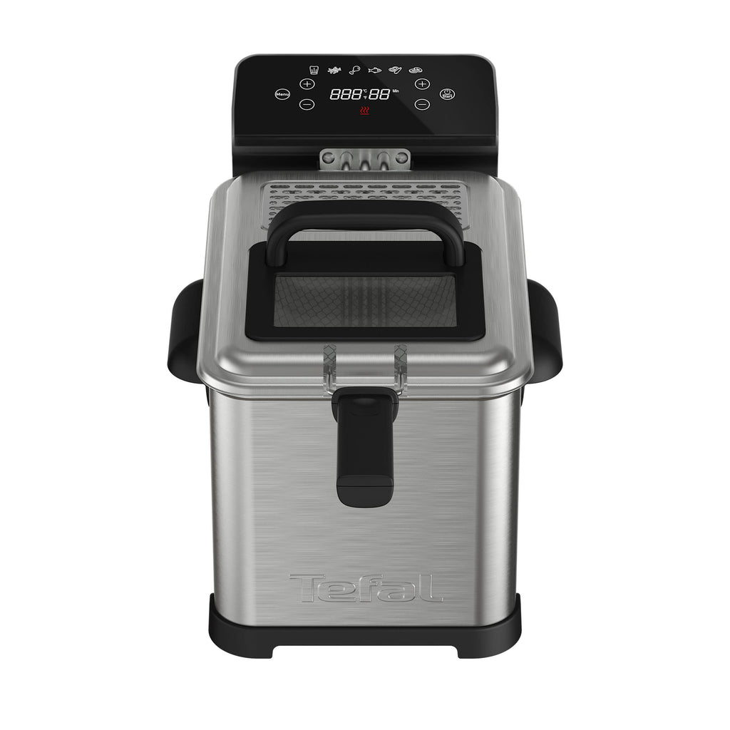 Tefal Family Pro Access 4,0L Fritteuse, 3000 Watt, semiprofessionell mit Öl, herausnehmbarer Ölbehälter, Kühlzonen-Technologie, leichte Reinigung, knusprige Pommes, Edelstahl, schwarz, FR5030