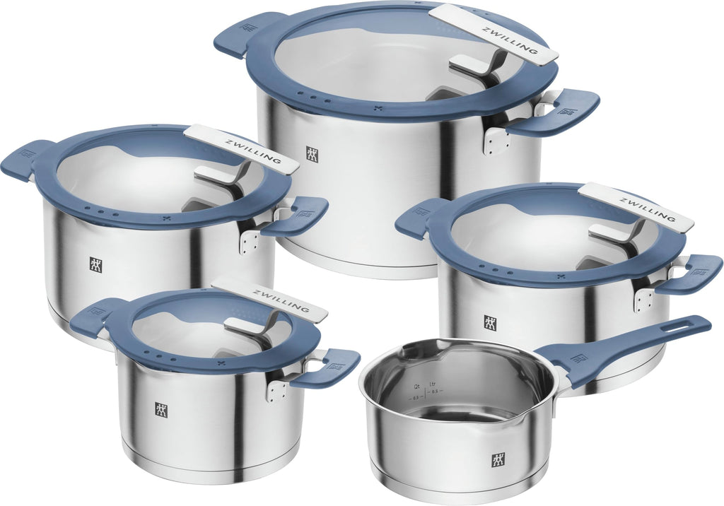 ZWILLING Simplify Kochtopf-Set 5-teilig, Integriertes Sieb, Induktion, Grau