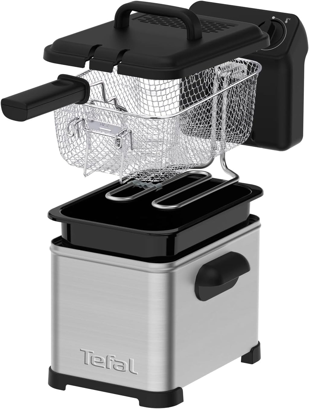 Tefal Family Pro Access 4,0L Fritteuse, 3000 Watt, semiprofessionell mit Öl, herausnehmbarer Ölbehälter, Kühlzonen-Technologie, leichte Reinigung, knusprige Pommes, Edelstahl, schwarz, FR5030