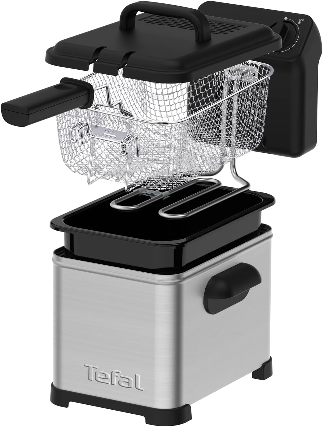 Tefal Family Pro Access 4,0L Fritteuse, 3000 Watt, semiprofessionell mit Öl, herausnehmbarer Ölbehälter, Kühlzonen-Technologie, leichte Reinigung, knusprige Pommes, Edelstahl, schwarz, FR5030