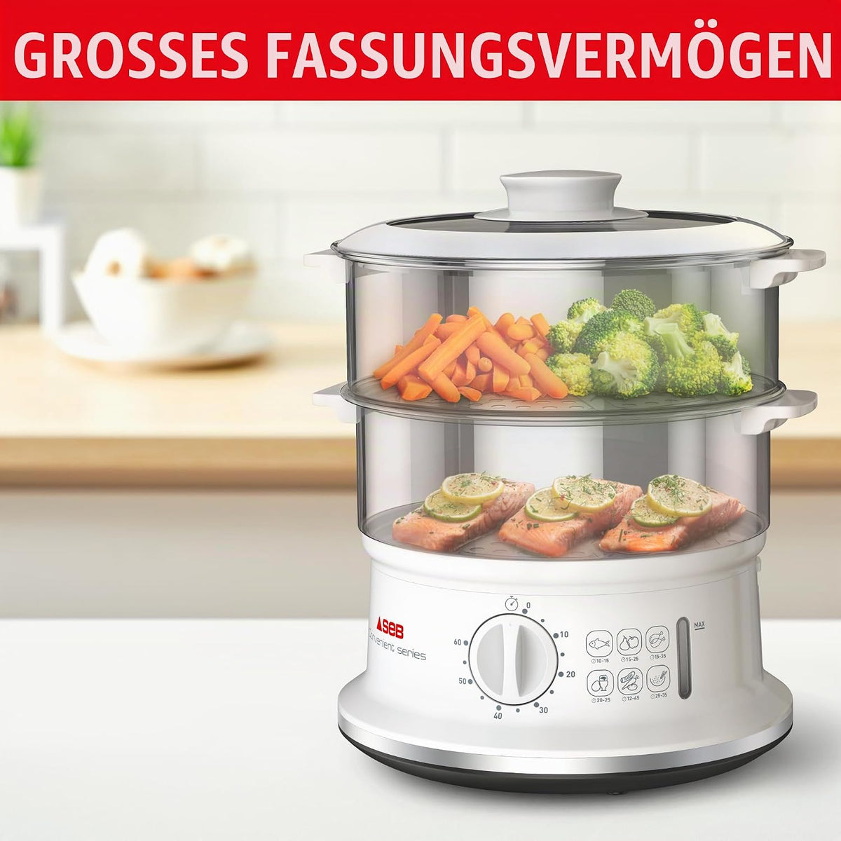 Seb VC145100 Dampfgarer, Edelstahl, 6 l