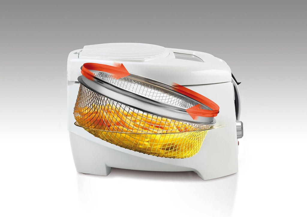 De'Longhi F28211.W1 RotoFry Fritteuse, 1800 W, 1,2 Liter, Edelstahl, Weiß