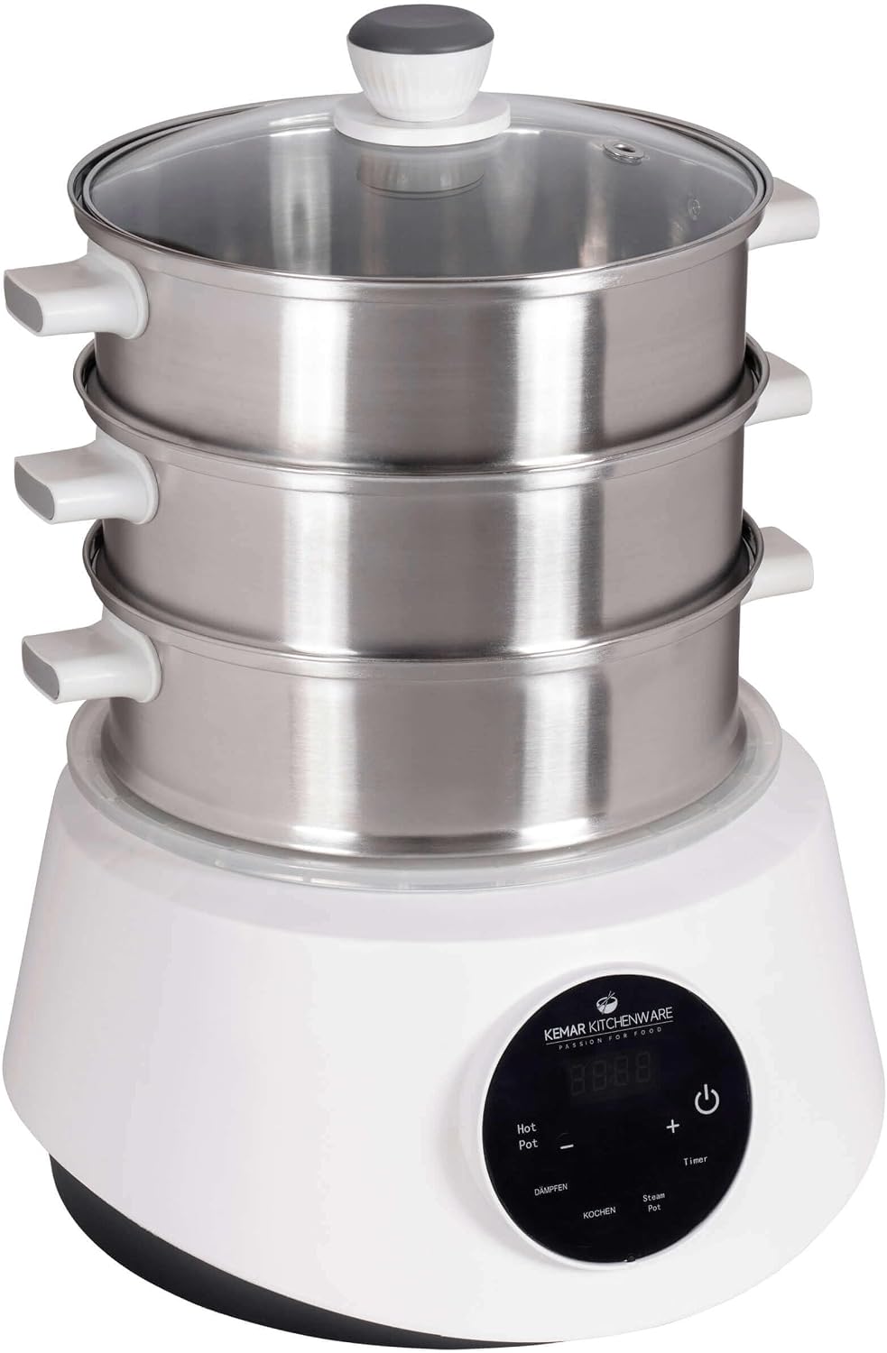 KFS-3000 Dampfgarer, Hot Pot, Fondue mit Touch Display, 3 Dampfkörbe aus Edelstahl, 4 Programme, Timer, Steamer (KFS-3000 Standardausführung)