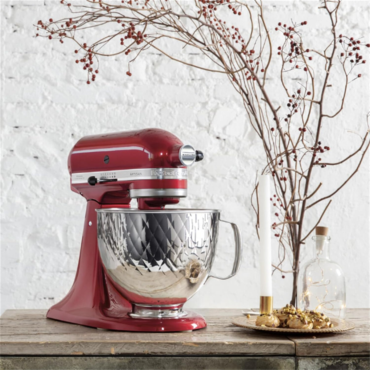 Kitchenaid Artisan 4, 8 L Standmixer 5KSM156 Guilted Schale Candy Apple-ECA