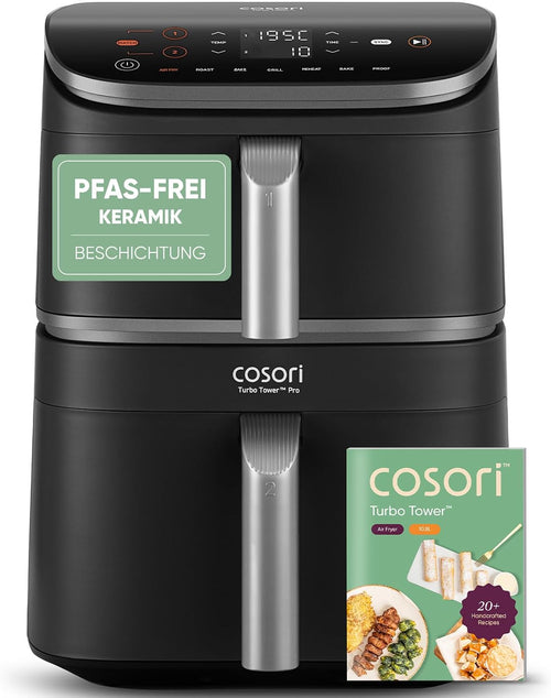 Cosori Airfryer, Turbo Tower Pro, 10,8L Dual Blaze Tech