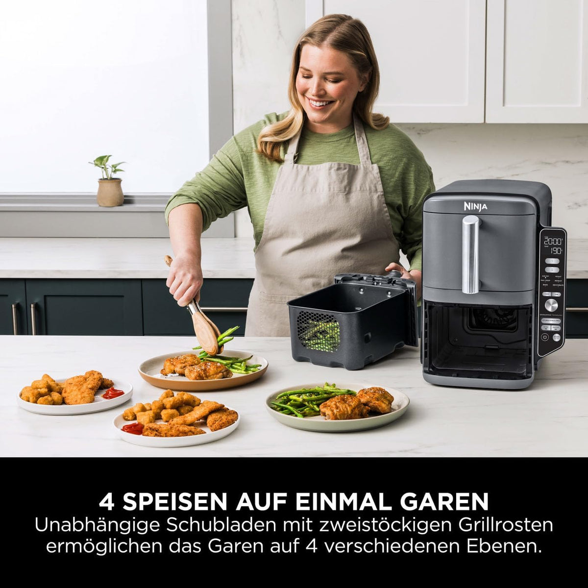 Ninja Double Stack XL Air Fryer Heißluftfritteuse, 9,5L Airfryer, SL400EU