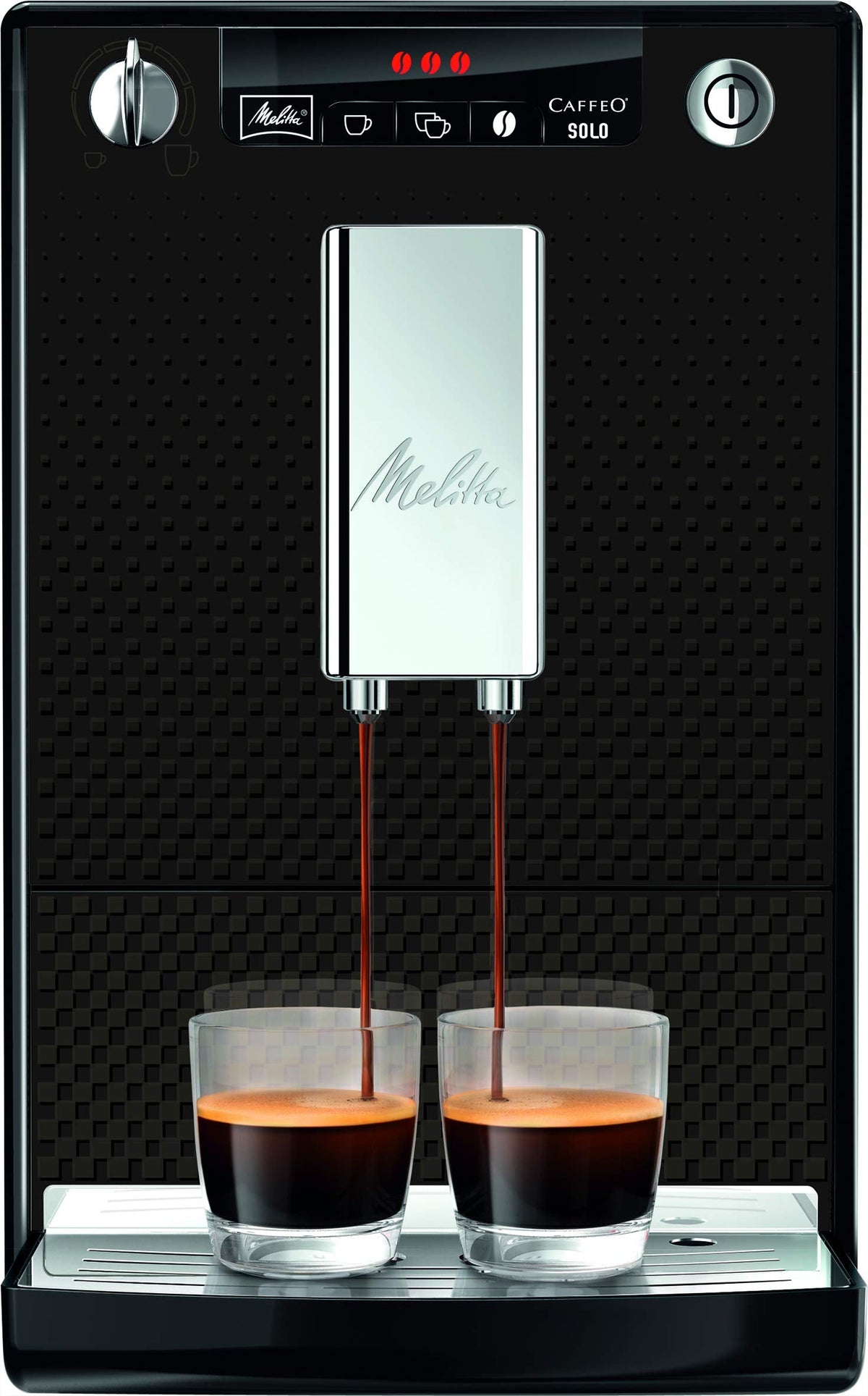 Melitta Solo - Kaffeevollautomat mit höhenverstellbarem Auslauf, kleine Kaffeemaschine mit abnehmbarem Wassertank, für z. B. Espresso oder Café Crème, silber
