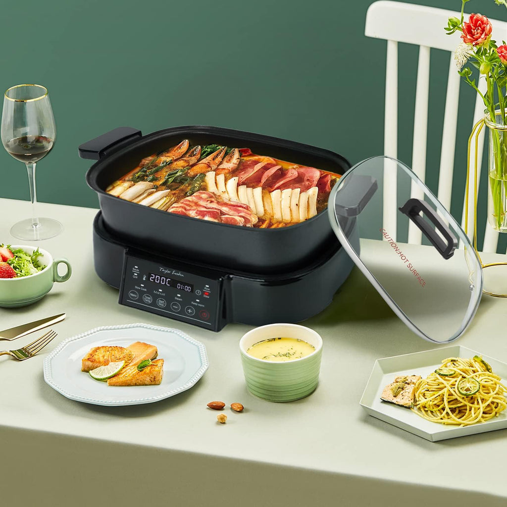 Taylor Swoden Arthur Dampfgarer mit Timer, Ultrakompakter Dampfgarer mit 3 Einschüben, BPA-frei, Programmierbar, Voreingestellte Programme, Warmhaltefunktion, 6 L, 1250 W