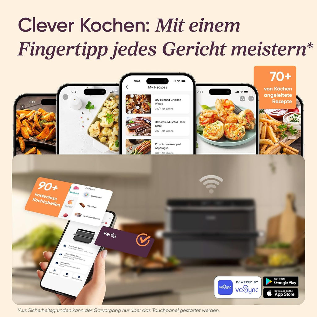 Cosori Airfryer, Dual Blaze Twinfry, Flexiblen Kammern, 10L