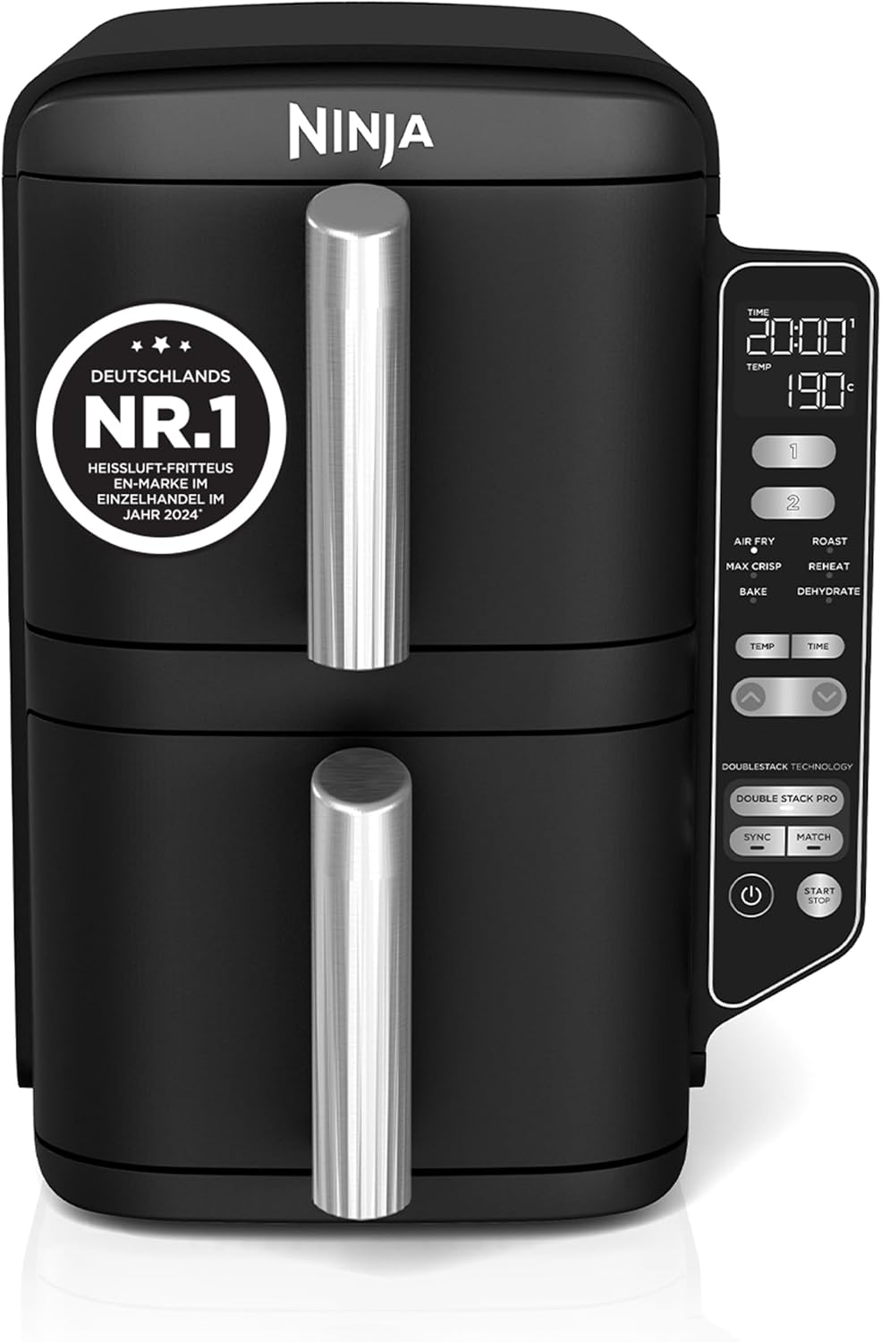 Ninja Double Stack Heißluftfritteuse, 6 Portionen, Schwarz SL300EU