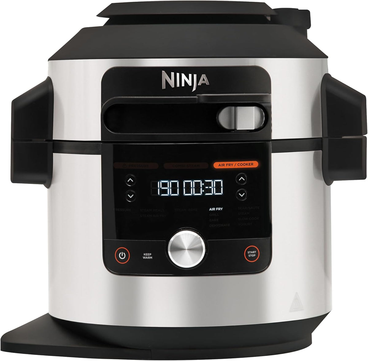 Ninja Foodi MAX Multikocher mit SmartLid, 7,5L, 12-in-1 Multicooker, Pressure Cooker Schnellkochen, Airfryer Heißluftfrittieren, Slow Cooker Langsamkochen, Edelstahl, OL650EU