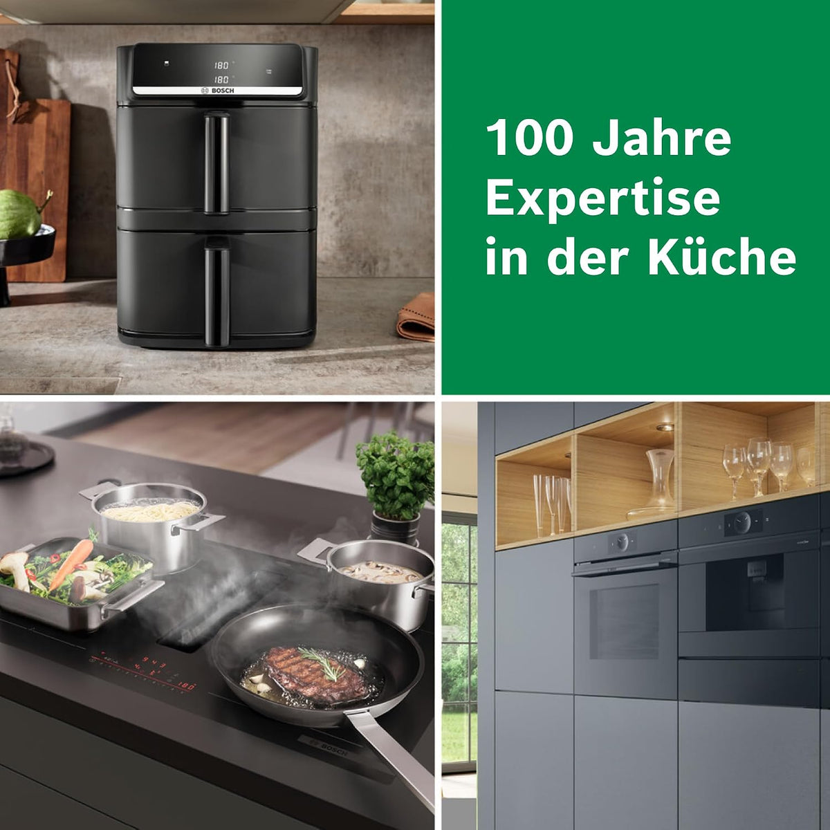 Bosch XXL Heißluftfritteuse, 12,0L Doppelkammer, platzsparend, 6 Programme, PFAS frei, schwarz, AirFryer Serie 6, MAFD661B0