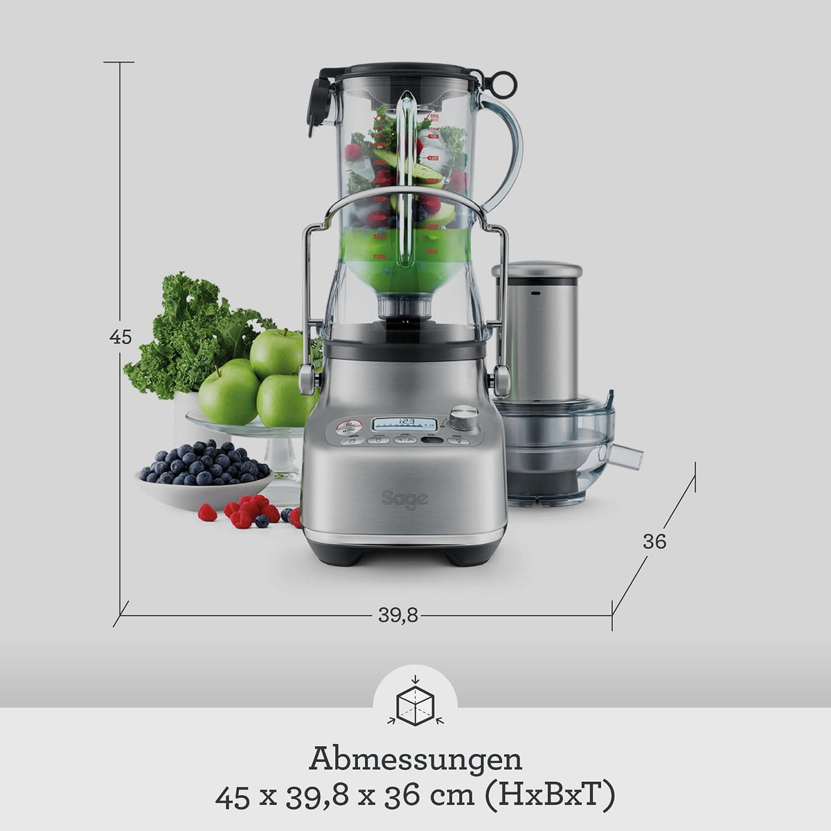 Sage The 3X Bluicer Pro, Leistungsstarker Mixer, Gebürsteter Edelstahl