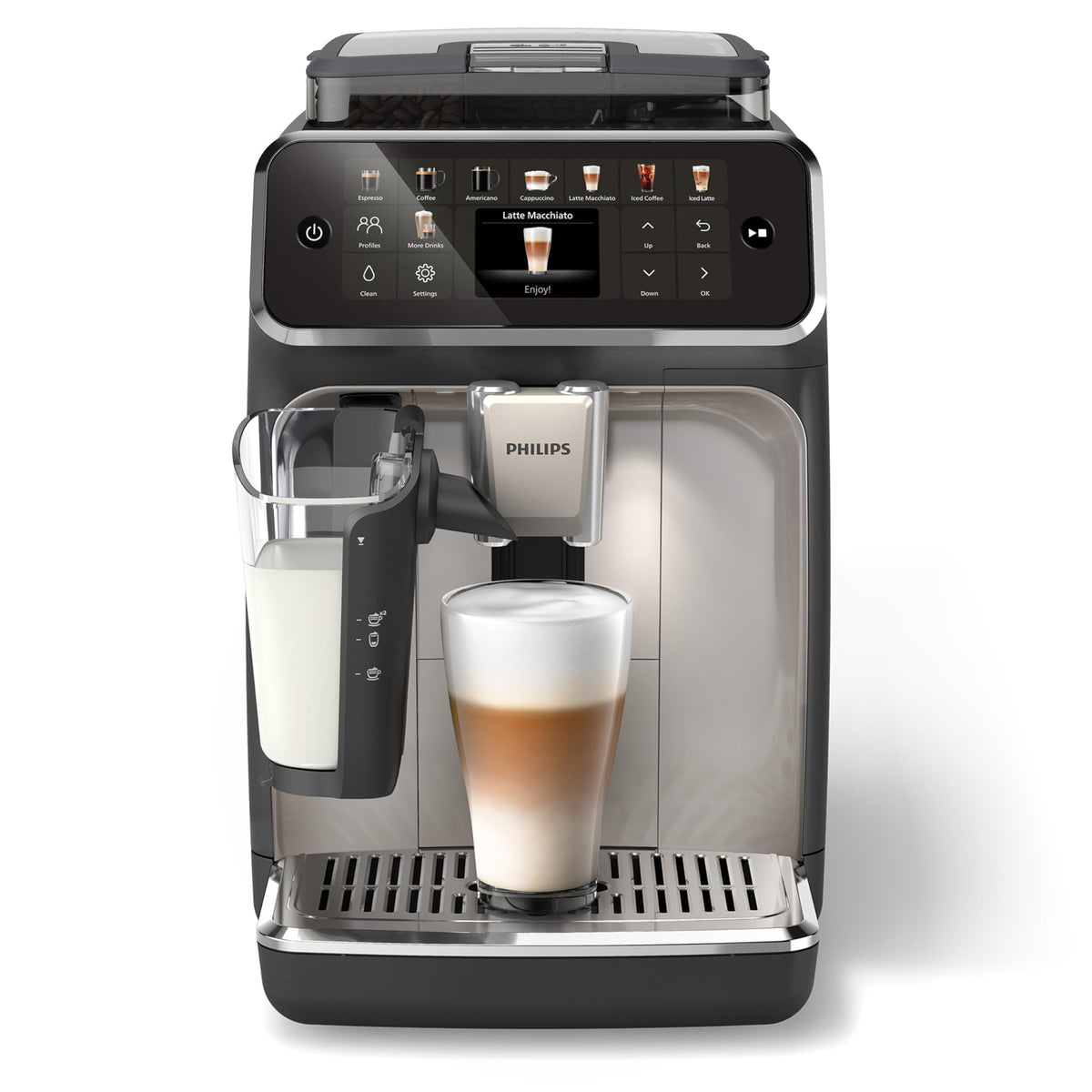 PHILIPS Kaffeevollautomat LatteGo 5500 Serie, Silber, 20 Spezialitäten