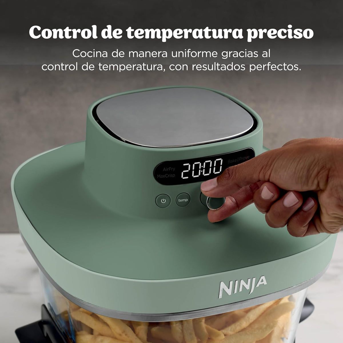 Ninja CRISPi PRO XL Glas-Heißluftfritteuse Air-Fryer, Moosgrün, AS090EUGN