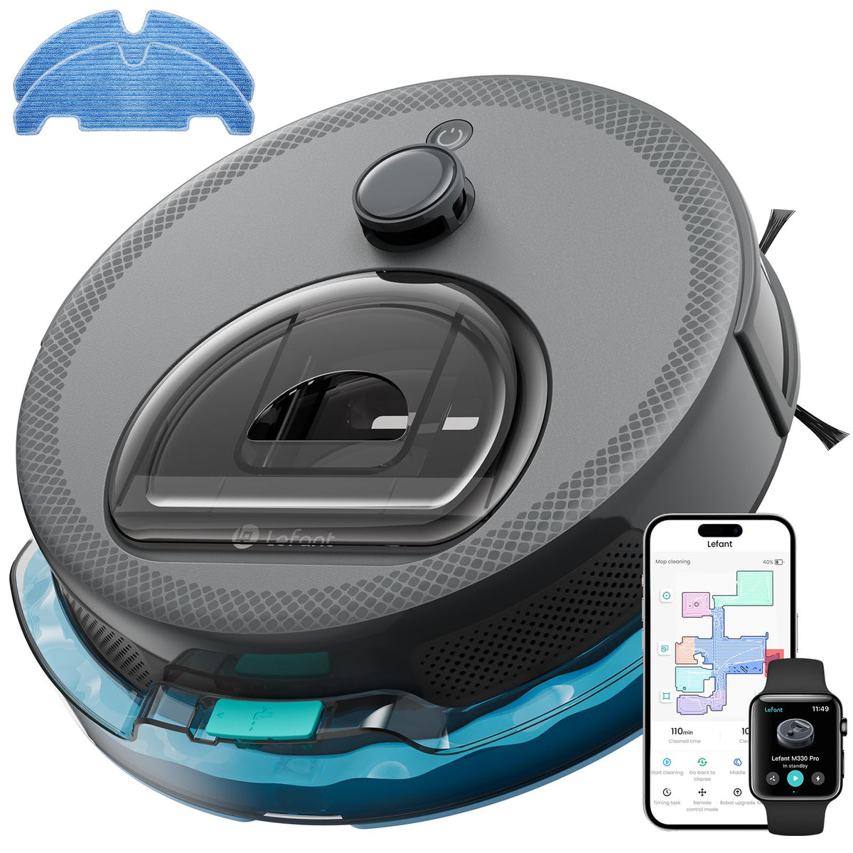 Lefant Roboterstaubsauger, Starke 2200Pa Saugleistung mit selbstaufladendem Roboterstaubsauger, 120 Minuten Laufzeit, 6 Reinigungsmodi, WiFi/App/Alexa-Steuerung, ideal für Tierhaare,Weiß