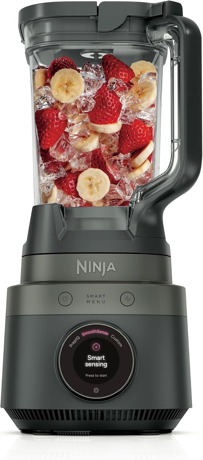 Ninja CrushBOSS intelligenter Standmixer, 1200 W, SmartMenu, SmoothSense, XL Becher (2,1 l), zerkleinert Eis und gefrorene Zutaten, für cremige Smoothies, Onyx, LB201EUBK