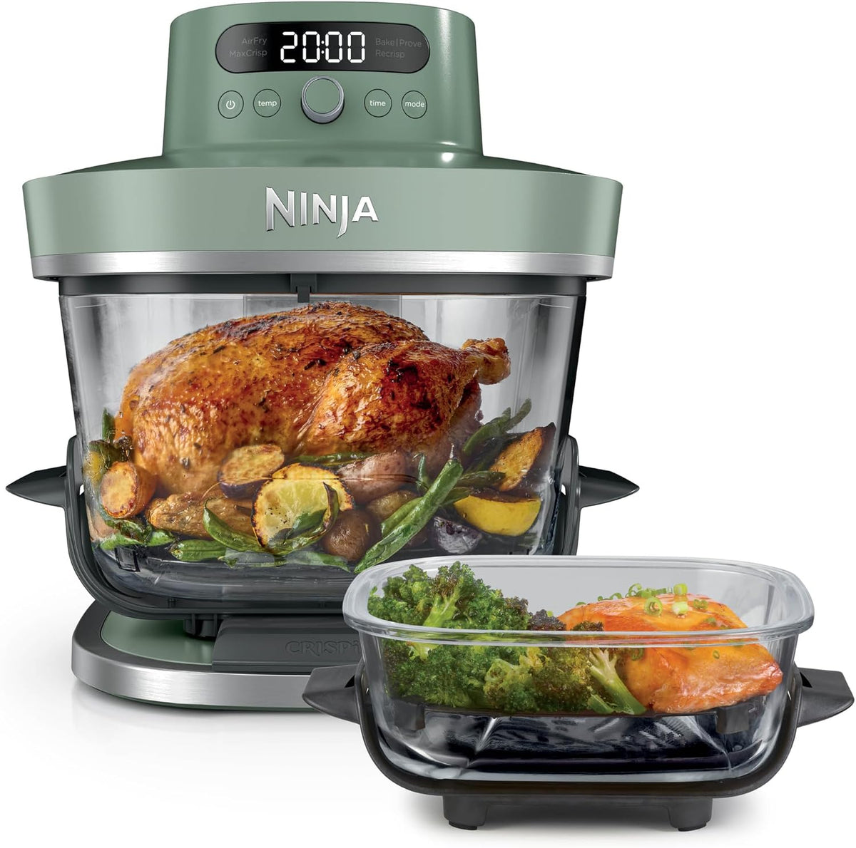 Ninja CRISPi PRO XL Glas-Heißluftfritteuse Air-Fryer, Moosgrün, AS090EUGN