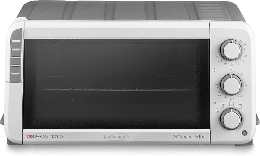 DELONGHI EO12512.WG Sfornatutto Mini, 1400 W, 12 Liter, Kunststoff, Weiß / Schwarz