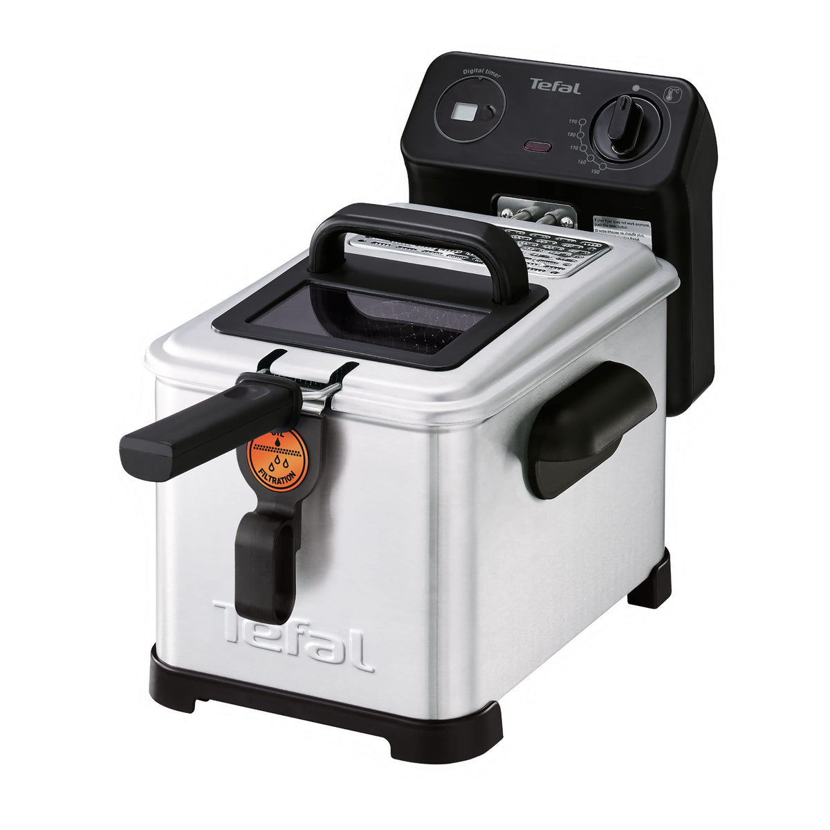 Tefal FR5111 Filtra Pro Inox & Design Fritteuse | 2400 Watt | Fassungsvermögen: 3 Liter Öl | exklusive System Filterung | Temperaturwahl: 150°C - 190°C | Timer | Edelstahl