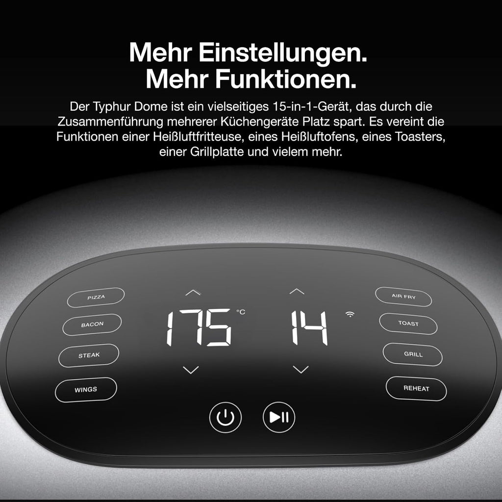 Typhur Dome 2 Heißluftfritteuse 5,3 L, 360° Doppelheizung, 30% Schneller