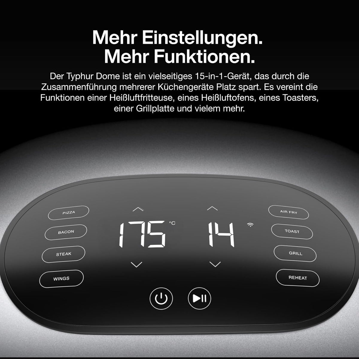 Typhur Dome 2 Heißluftfritteuse 5,3 L, 360° Doppelheizung, 30% Schneller