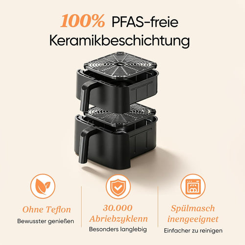 Cosori Airfryer, Turbo Tower Pro, 10,8L Dual Blaze Tech