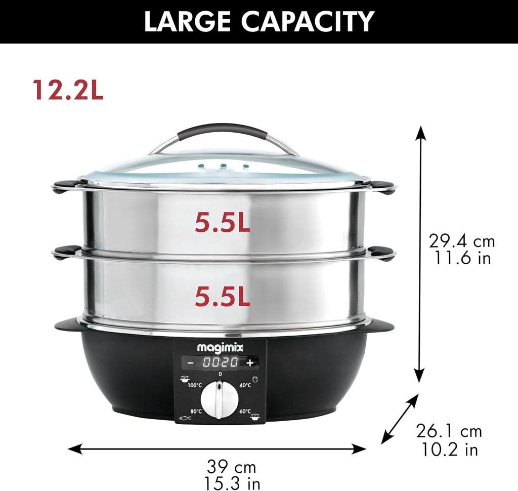 magimix Dampfgarer 1900 W,2 Ebenen 5,5 L, Edelstahl