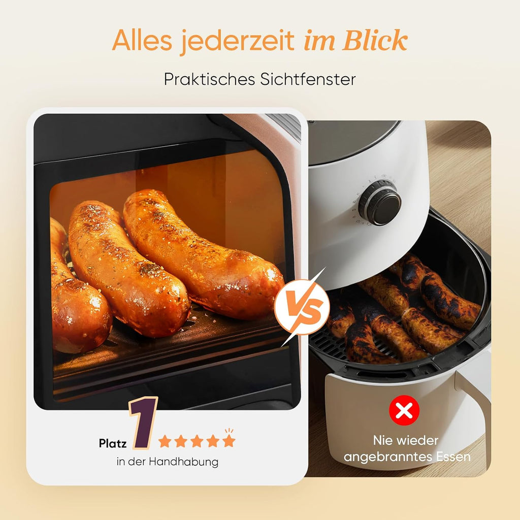 Cosori Airfryer, Testsieger Stiftung Warentest, Heißluftfritteuse 2 Kammern