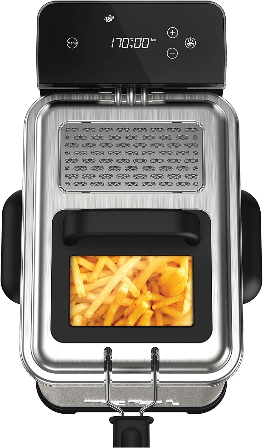 Tefal FR507D Family Pro Digital Elektrische Fritteuse | 4 L Öl-Kapazität | Kühlzonen-Technologie | spülmaschinenfeste Teile | digitaler LED-Bildschirm mit Touch-Panel | Schwarz/Edelstahl