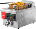 CROSSON Elektrische Fritteuse mit öl 6L, Kommerzielle Elektrische Fritteuse aus Edelstahl mit Ablaufhahn,Timer,Temperaturkontrolle 80-200°C,3000W