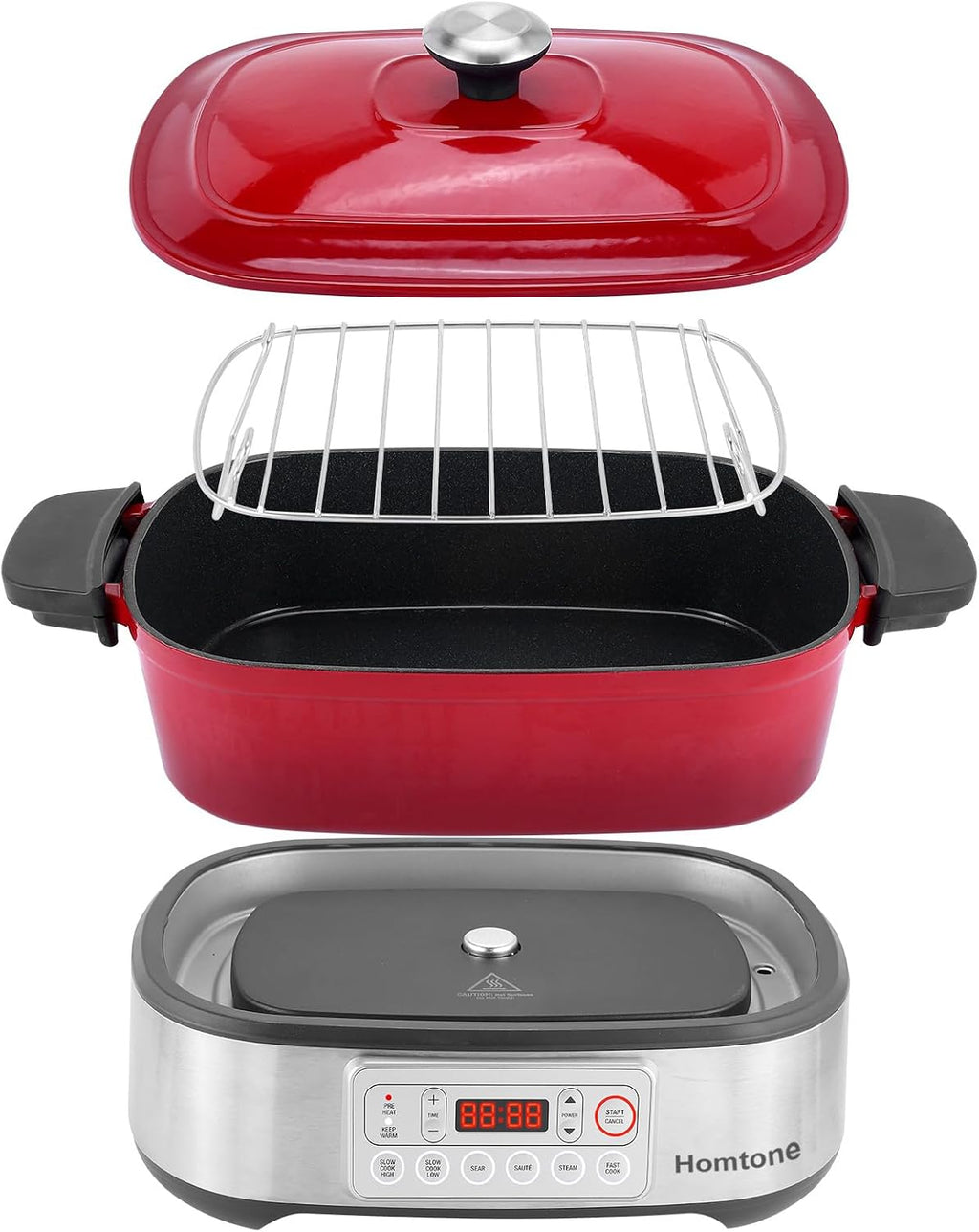 Homtone Schongarer & Multikocher 6-in-1, 5,5L Slow Cooker Programmierbarer