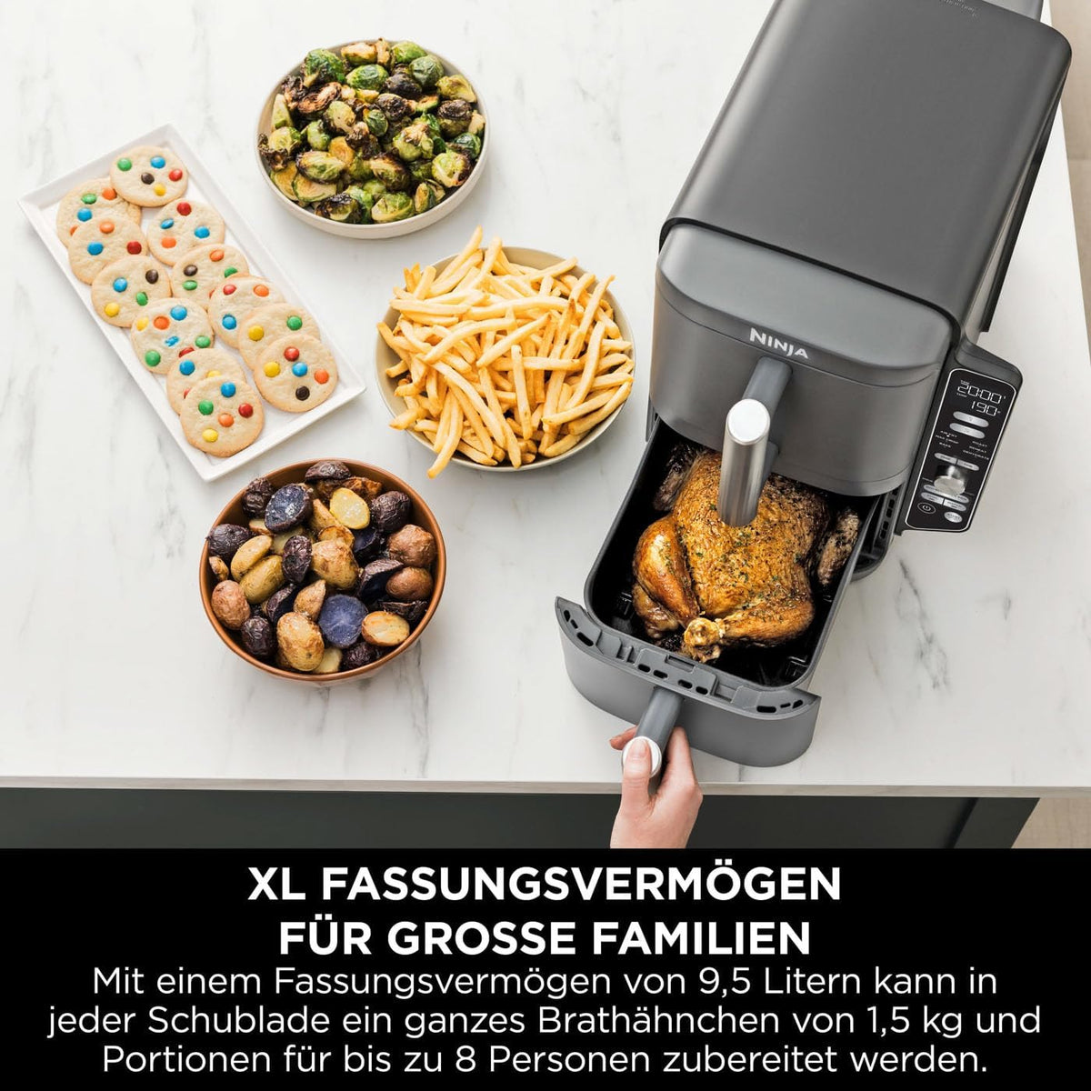 Ninja Double Stack XL Air Fryer Heißluftfritteuse, 9,5L Airfryer, SL400EU