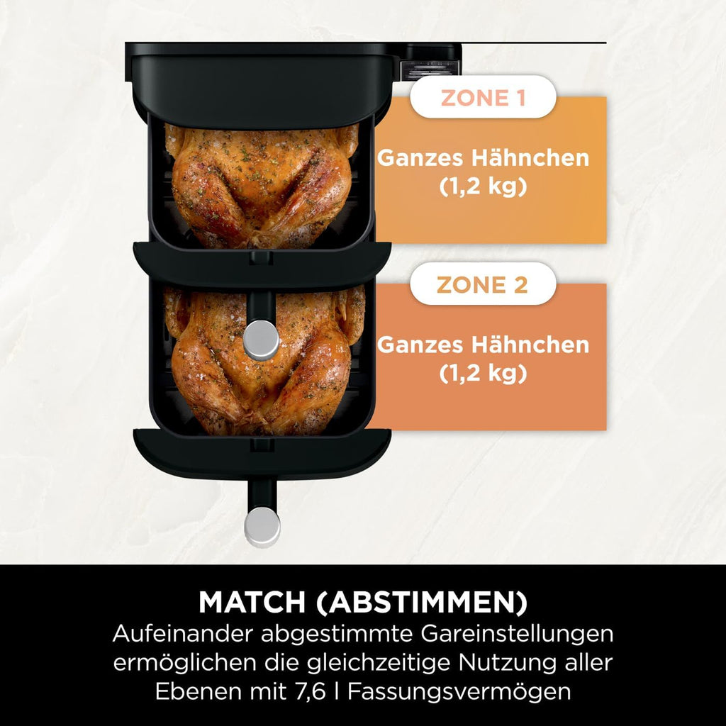 Ninja Double Stack Heißluftfritteuse, 6 Portionen, Schwarz SL300EU