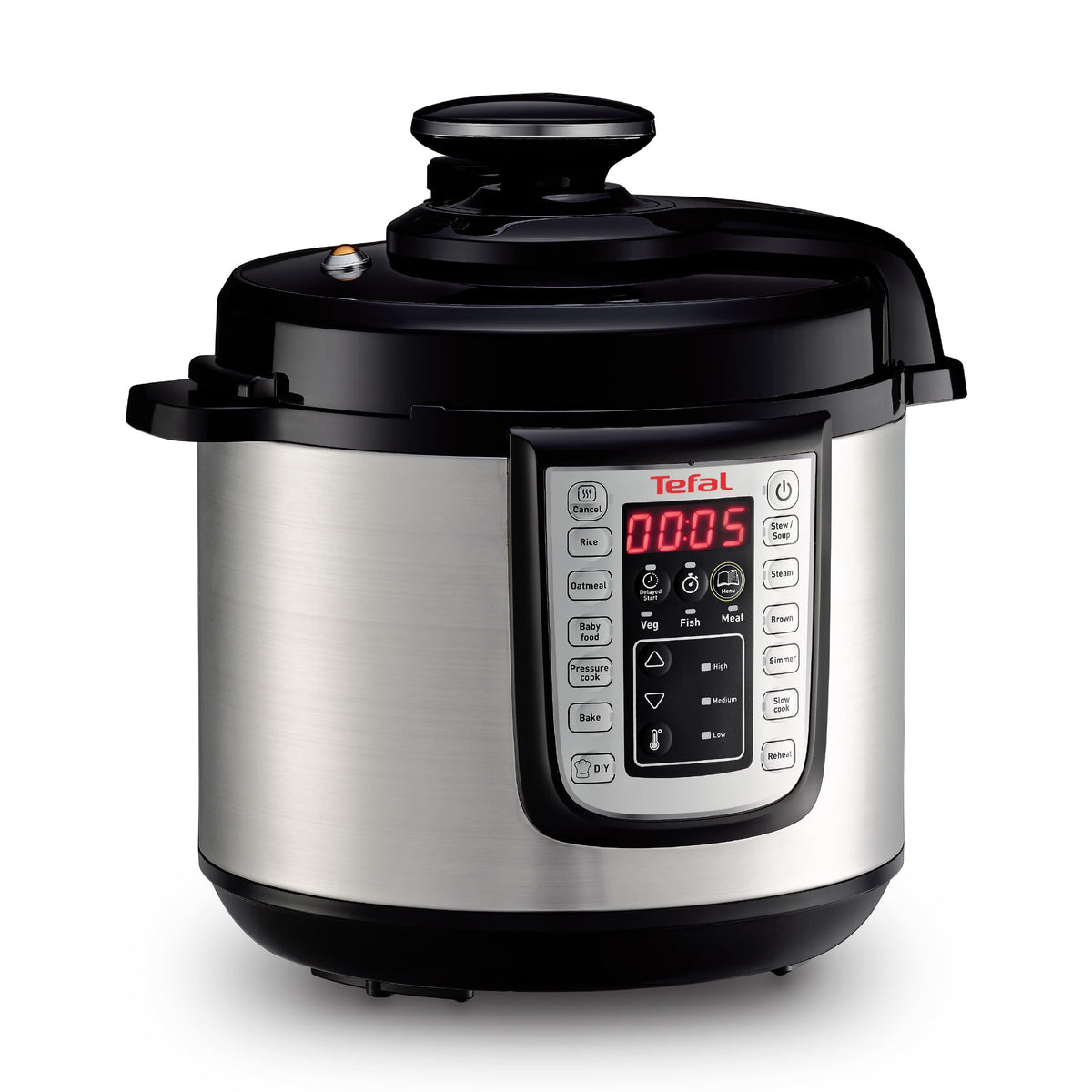 Tefal Turbo Cuisine Multikocher 4,8L, High-Speed & 10 Programme: Dampfgarer, Schmoren, Anbraten, Sous-vide, Reis & mehr, Verzögerung & Warmhaltefunktion, Antihaft, Zubehör inkl., Schwarz, CY7548