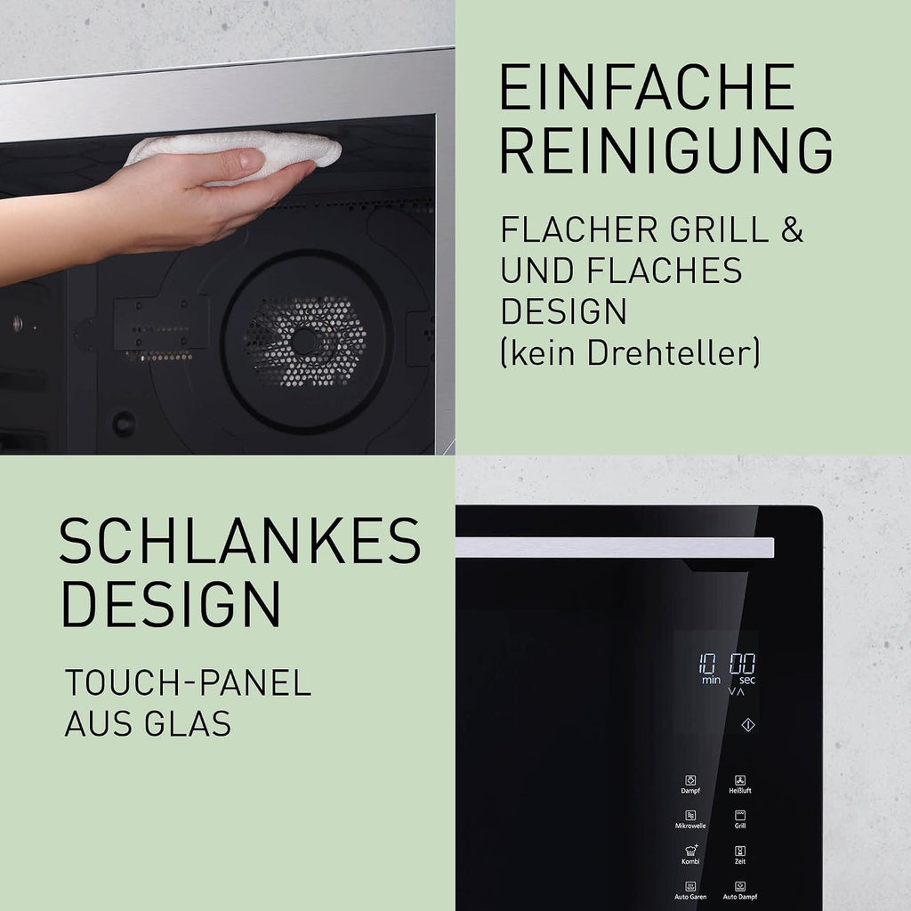 Panasonic NN-CS89LBGPG 4-in-1 Kombi-Mikrowelle, Dampfofen & Grill, 31 Liter, 1000 W, zwei Ebenen, Genius-Sensor, automatisches Aufwärmen, 36 Programme, einfache Reinigung, kompakt, Edelstahl