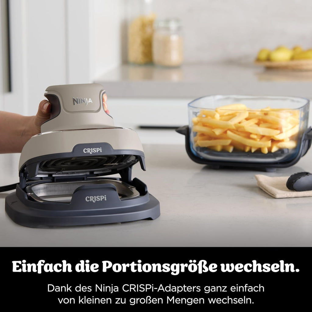 Ninja CRISPi tragbare Air fryer Heißluftfritteuse, 3,8 l, Stein FN101EUST