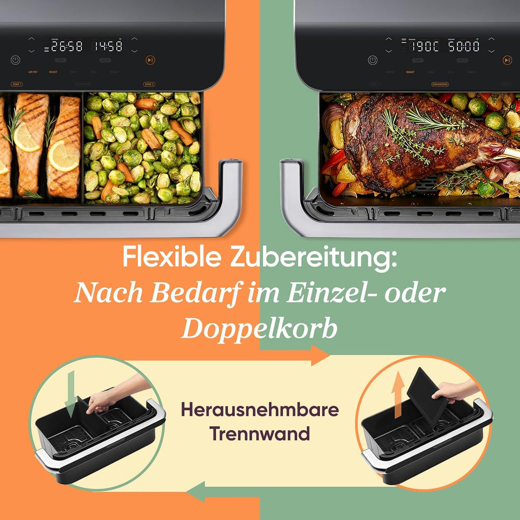 Cosori Airfryer, Dual Blaze Twinfry, Flexiblen Kammern, 10L