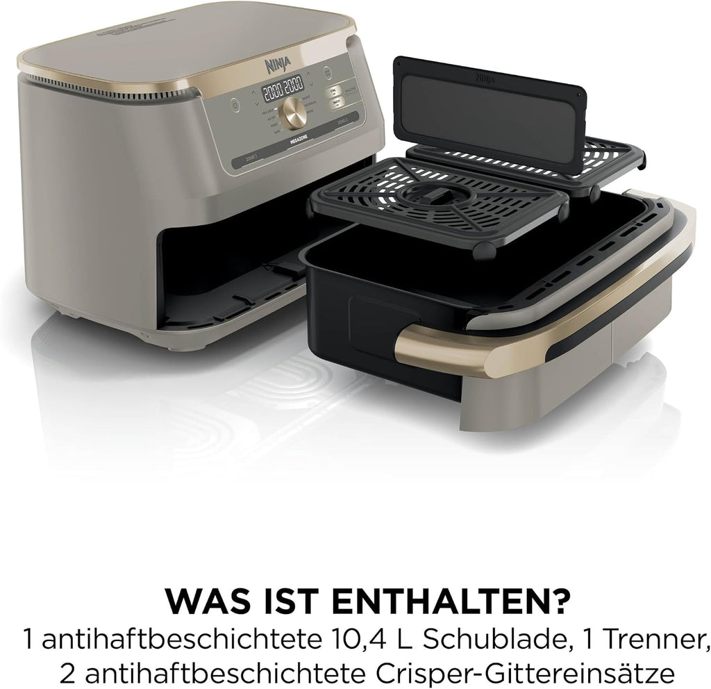 Ninja Foodi FlexDrawer Heißluftfritteuse, Dual Zone, Stone Gold AF500EUSD