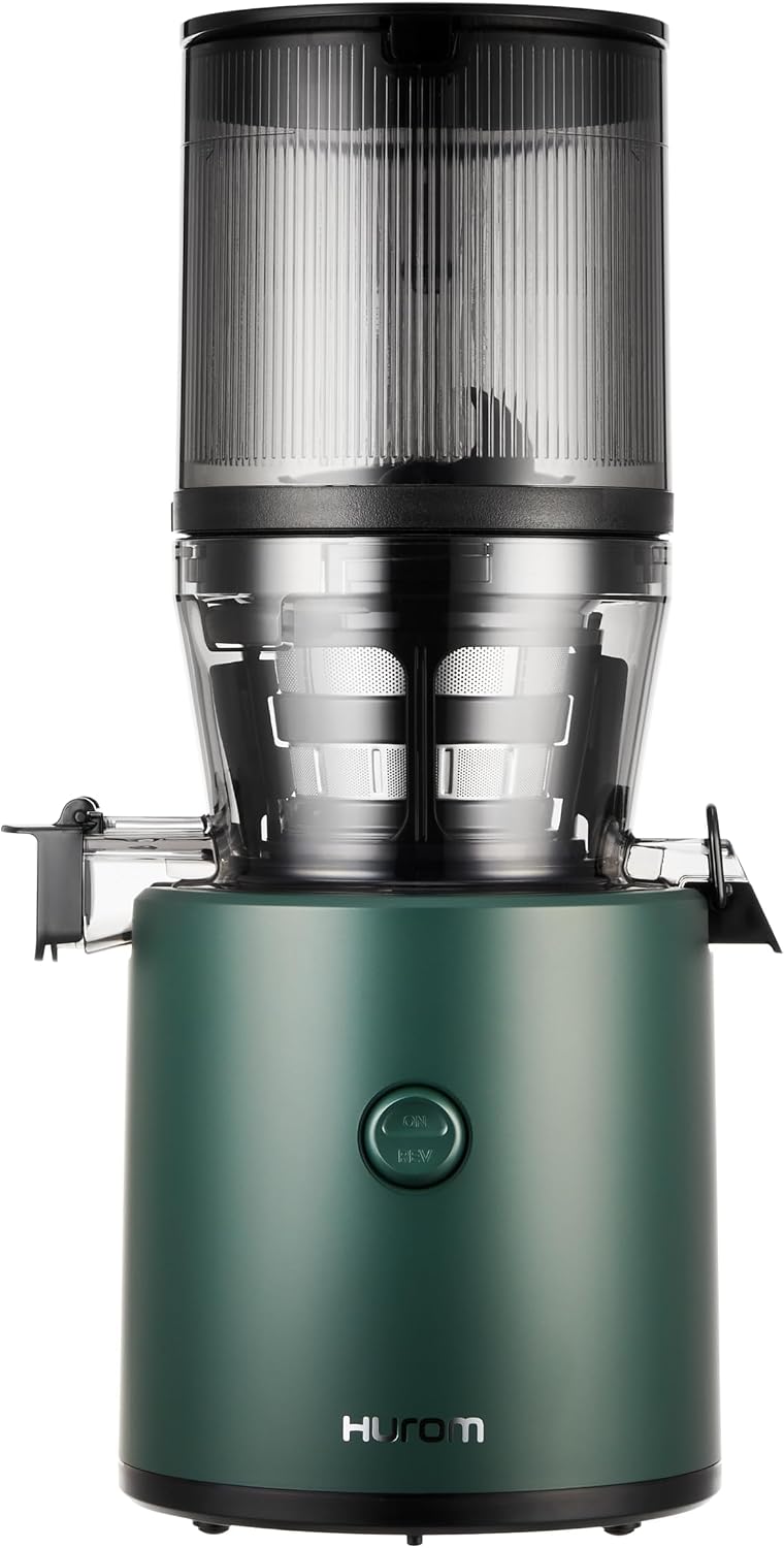 Hurom Slow Juicer | Entsafter Gemüse und Obst | H320N | Elektrische Kaltpresse | Ruhiger Motor | Leicht zu Reinigen mit Großem Behälter und Siebfilter 2L | 200 Watt | BPA Frei | Dunkelgrün